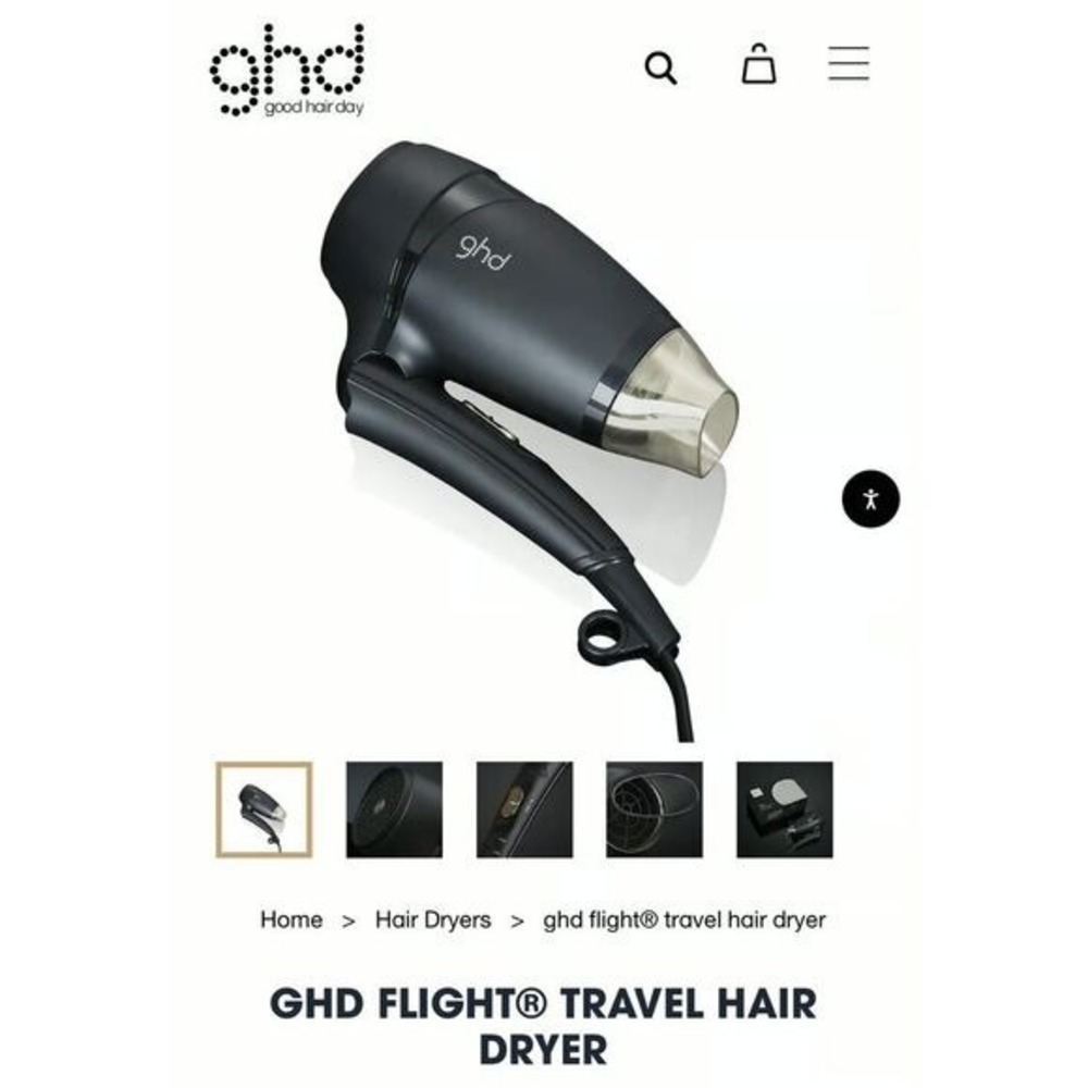 GHD Flight Compact Folding Travel Hair Dryer Dual Voltage 120V/240V